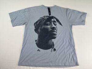 Makaveli Tupac Graphic T-Shirt Large Light Blue